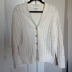 Old Navy Women's Cream Cable Knit Button-Front Cardigan